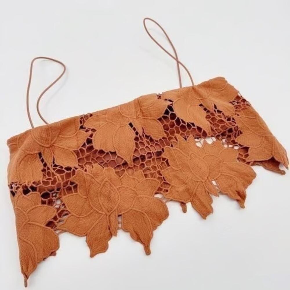 NWT Rumer Tropez Orange Rust Lace Beach Maxi Skirt and Crop Top Size Small - Picture 4 of 10